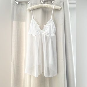 Linea Donatella Vintage White Bridal Babydoll Chemise Nightgown Size Medium